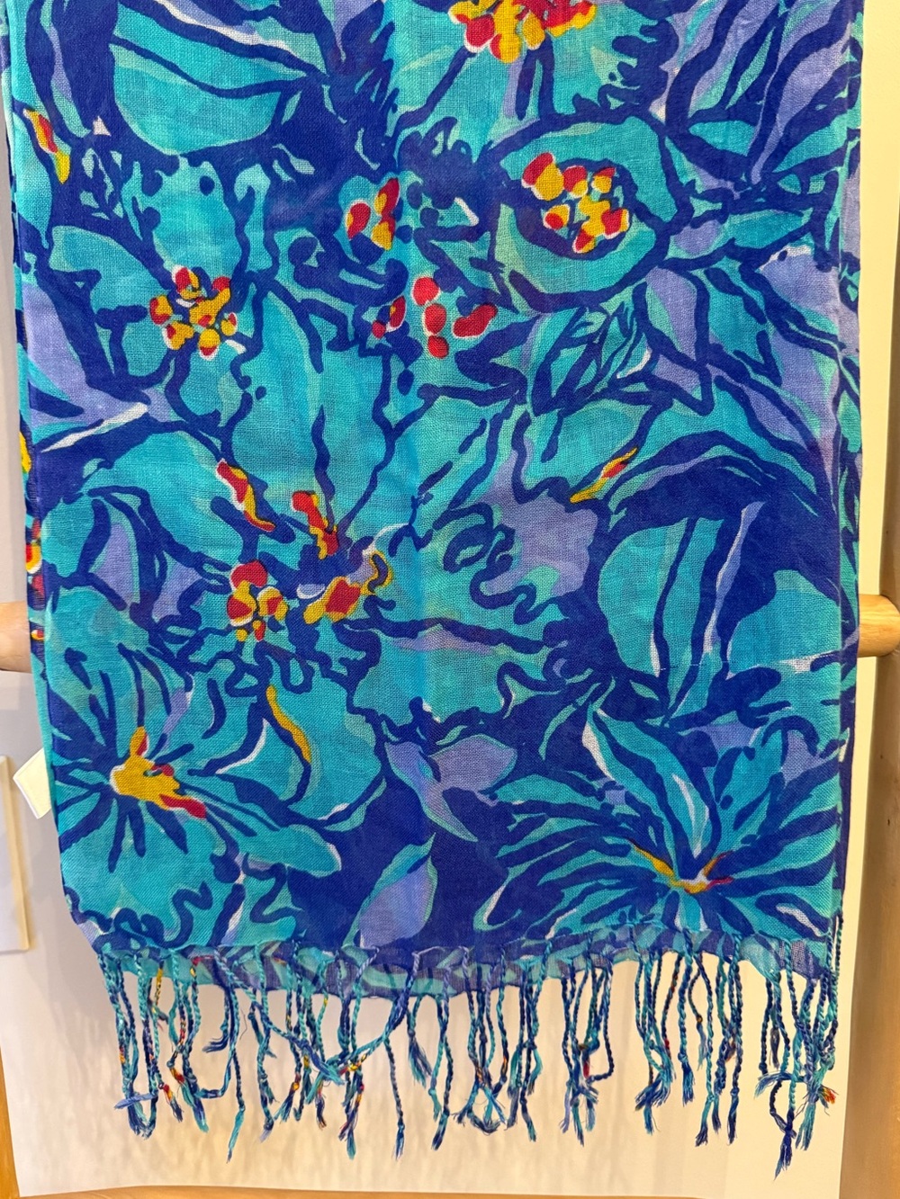Lilly Pulitzer Murfee Lightweight Silk Cashmere Iris Mai Tai Scarf Beach Sarong - Picture 5 of 8